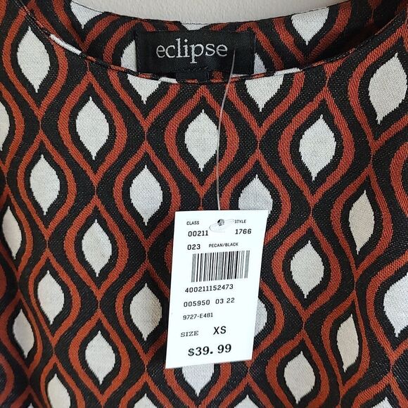 New With Tags Eclipse Size‎ XS Sleeveless Retro Print Jumper With Flap Pockets - Picture 9 of 12